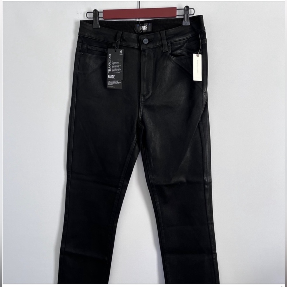 Paige Cindy Mid-Rise Coated Straight Black Jeans size 30 NWT - Picture 13 of 15